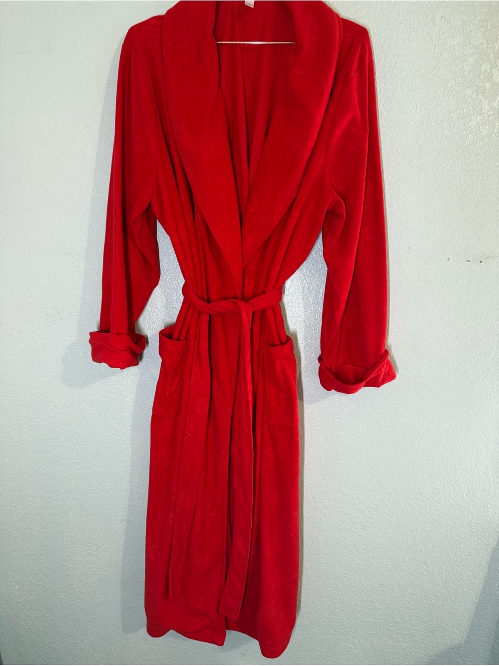 PINK Victoria's Secret Red Snowflake Fleece Bathrobe Shawl Collar Plush Robe XL